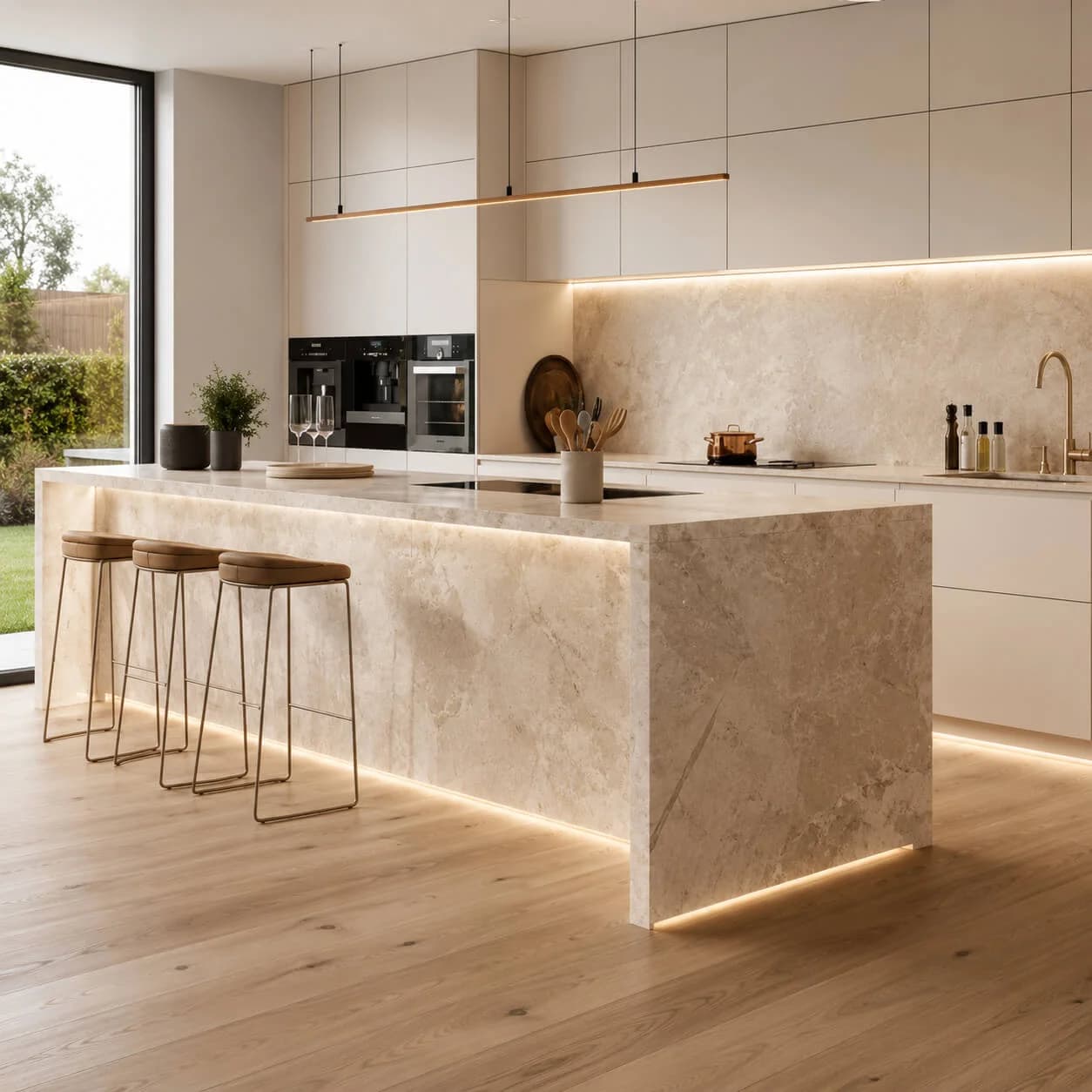 Marble fabrication factory floor